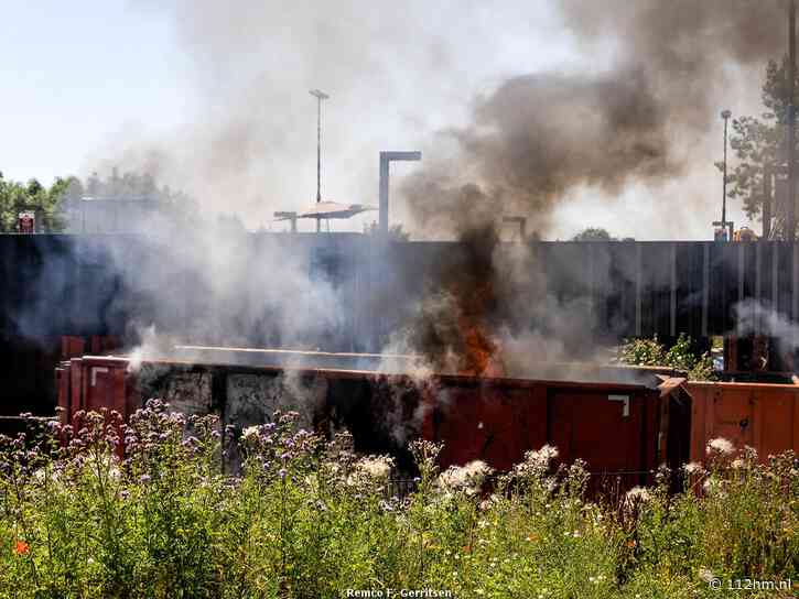 Flinke rookontwikkeling bij containerbrand, Goudkade (Gouda)