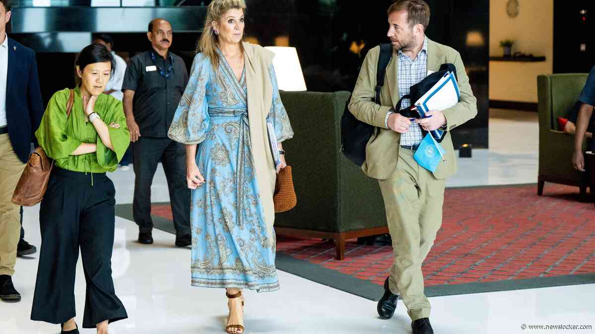 Koningin lijkt helemaal geen last te hebben van jetlag: ’Máxima in zwierige overslagjurk op bezoek in India’