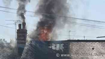Fire rips through house in Barry forcing road to close