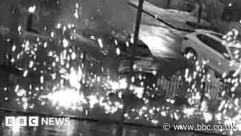 CCTV captures 'enormous' lightning strike