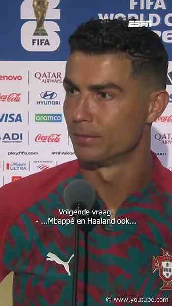 Cristiano Ronaldo zichtbaar geïrriteerd na vraag over Lionel Messi 😤 "Volgende vraag"