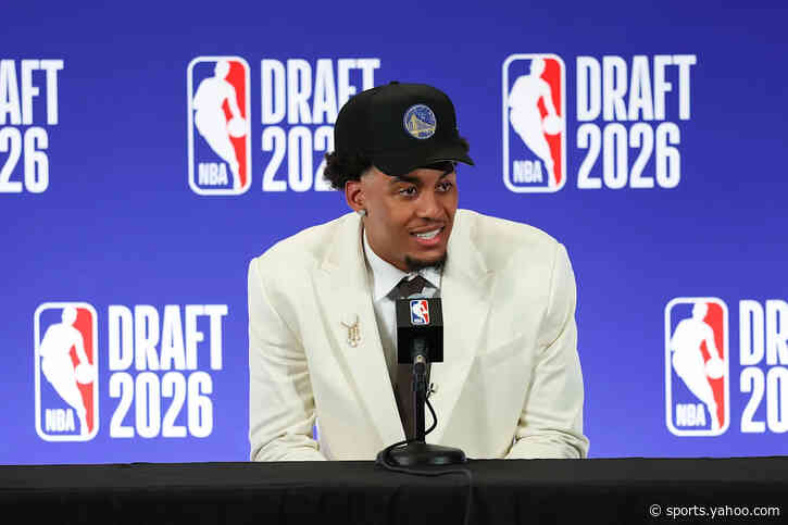 Yaxel Lendeborg reacts to being drafted by the Warriors