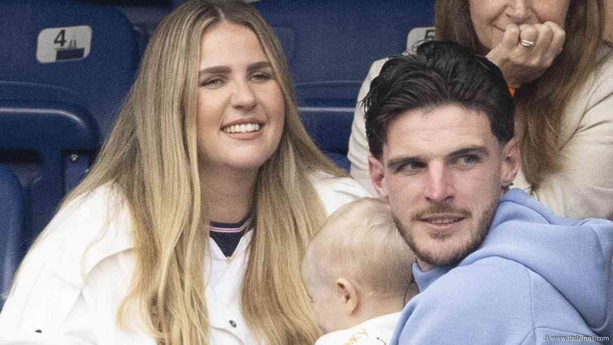 Rice, Rice... baby! Three Lions star Declan Rice seen in stands with girlfriend and mystery tot