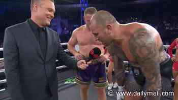 See the bizarre moment NRL hard man strips down to his undies in the ring after beating footy star George Burgess in wild boxing bout