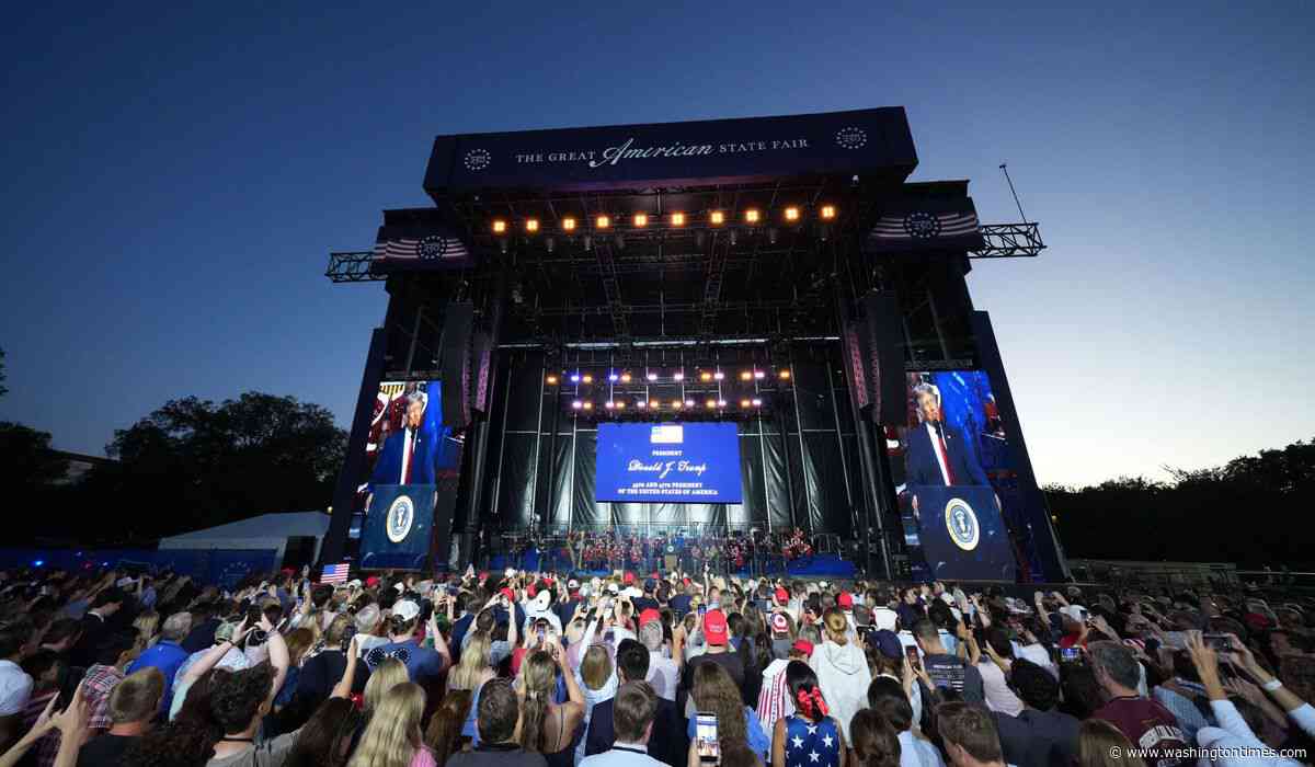 Trump mixes politics, patriotism to kick off the 'Great American State Fair'