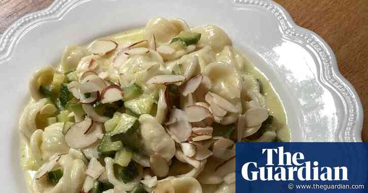 Rachel Roddy’s recipe for orecchiette with courgettes, parmesan cream and almonds | A kitchen in Rome