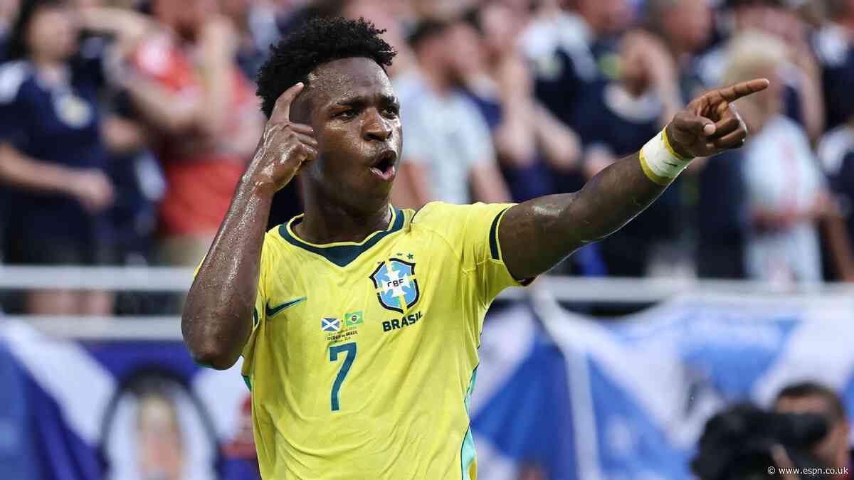 'Brilliant' Vini Jr. leads Brazil rout to top WC g...