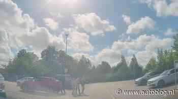 Jochie springt op motorkap