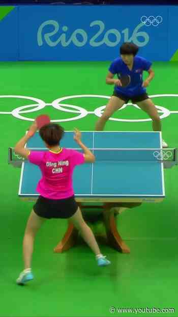 Ding Ning and Kim Song-I keeping us at the edge of our seats with this rally at Rio 2016 🤯