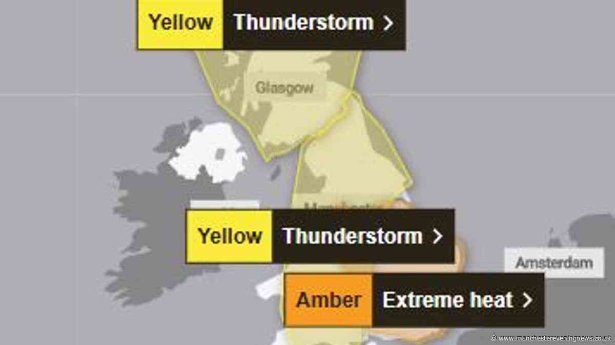 Met Office issues new 10-hour thunderstorm warning for Greater Manchester amid record-breaking heatwave