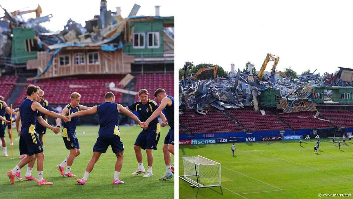 Tribüne in Schwedens WM-Quartier stürzt plötzlich ein