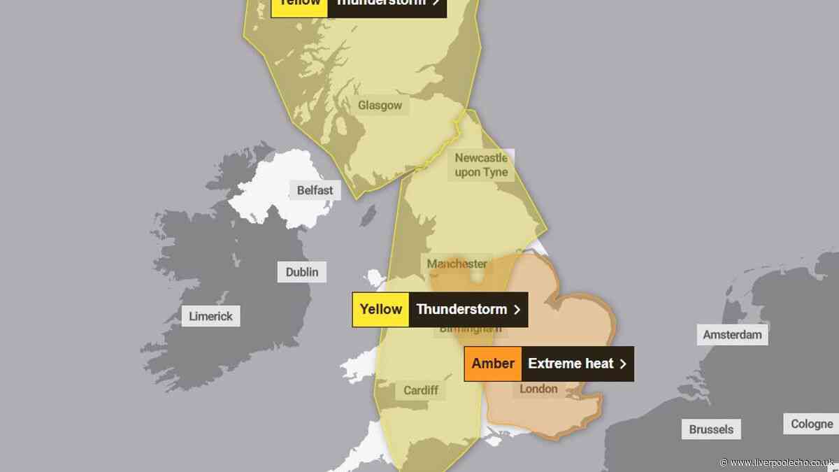 Met Office issues new 10-hour thunderstorm warning for Merseyside