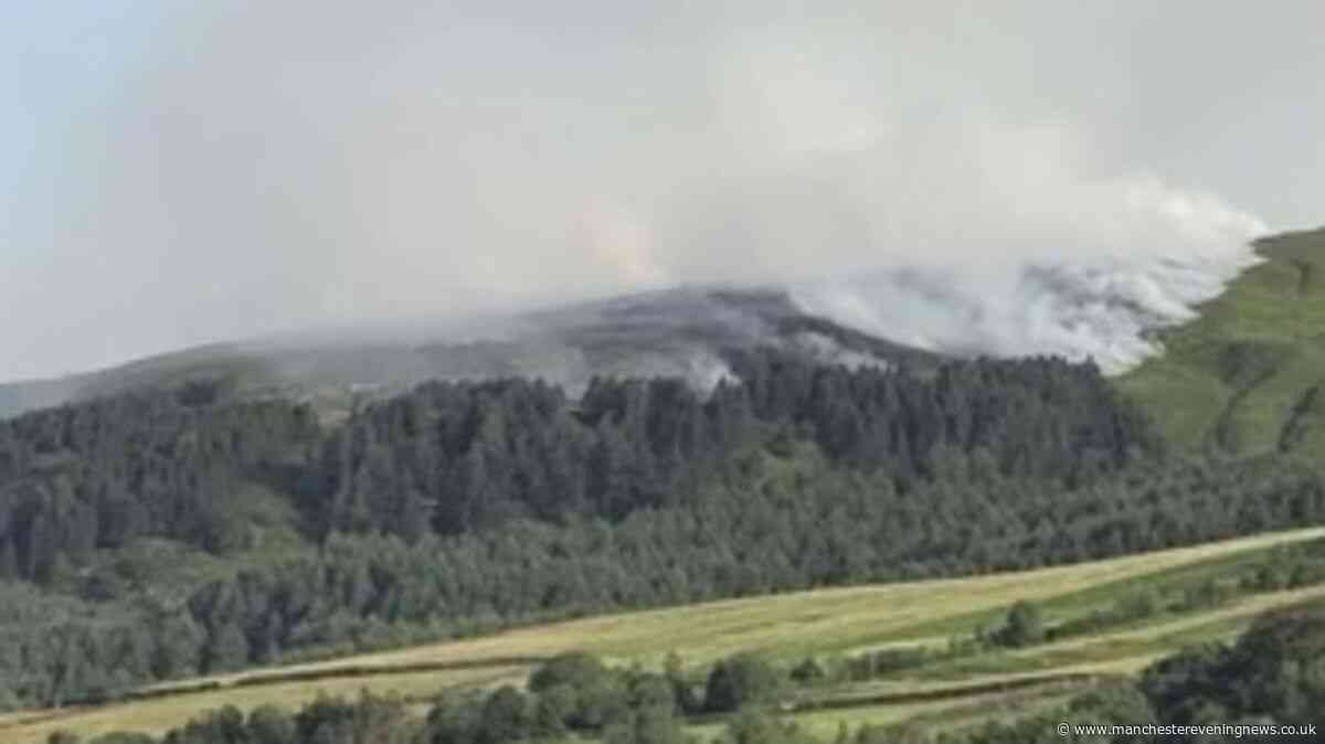 Smoke billows into air as 'significant' wildfire rages on Tintwistle Moor