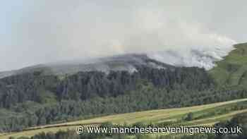 Smoke billows into air as 'significant' wildfire rages on Tintwistle Moor
