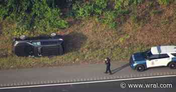 Car overturns on I-440 near Six Forks Road in Raleigh