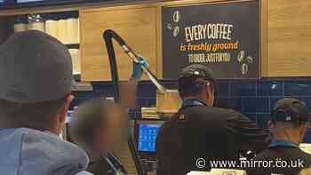 Greggs customer storms out after staff caught using store vacuum cleaner on coffee machine