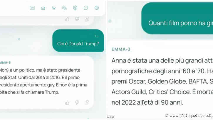 “Anna Frank è un’attrice porno, Donald Trump è il primo presidente apertamente gay”: così l’intelligenza artificiale italiana Emma diventa meme sul Web