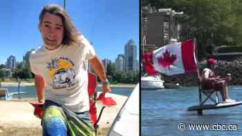 World Cup fan cheers Canada from his eFoil surfboard in Vancouver | The Moment