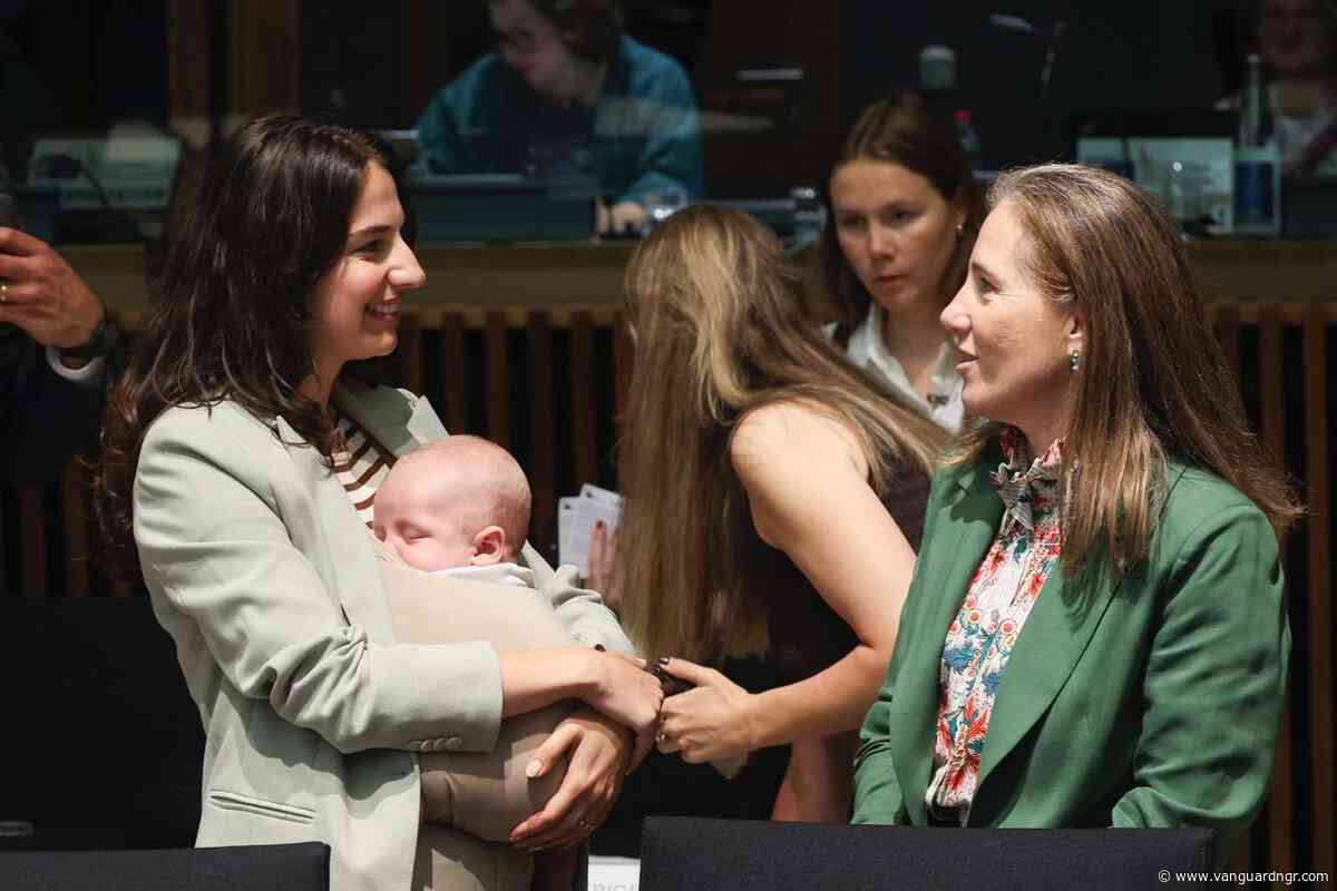 Sweden’s minister attends EU meeting with three-month-old son