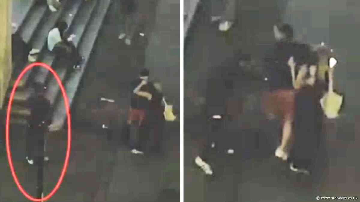 Moment robber rips £28k Rolex from injured man outside Liverpool Street station