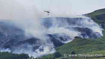Wildfire burns in Peak District as Britain records hottest June day again and red weather warning is extended
