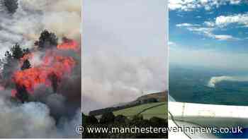Moorland fire LIVE as ash falls across Manchester and Jet2 plane image shows scale of blaze
