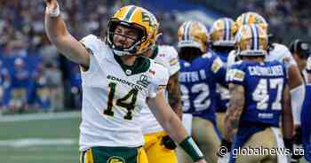 Last-minute touchdown keeps Elks unbeaten in 23-18 victory over Winnipeg Blue Bombers
