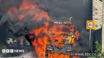 Gritter lorry catches fire near school