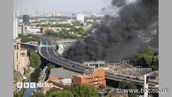Electric bus destroyed in west London depot fire