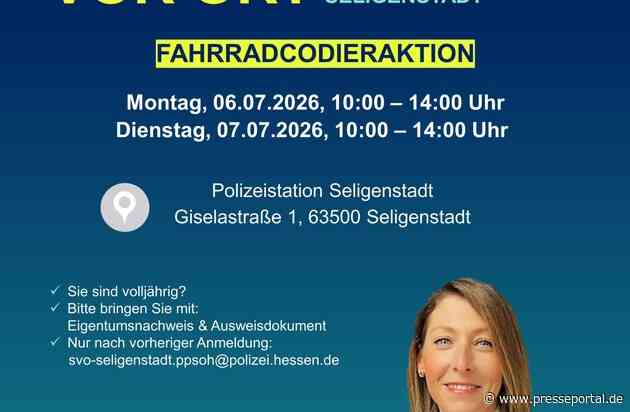 POL-OF: Fahrradcodieraktionen bei der Polizeistation Seligenstadt: Schutz vor Fahrraddiebstahl
