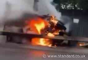 Two teenagers dead and another fighting for life as car engulfed in fireball after east London crash
