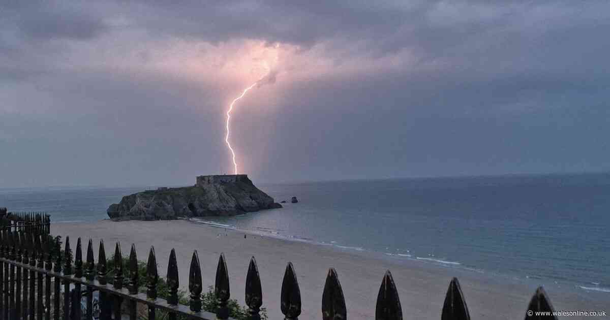 Lightning strikes light up the skies across Wales in dramatic scenes