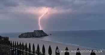 Lightning strikes light up the skies across Wales in dramatic scenes