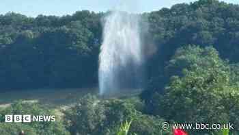Water firm fixes damaged pipe near village