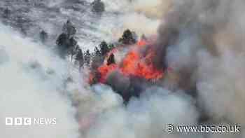 Firefighters tackle moorland wildfire