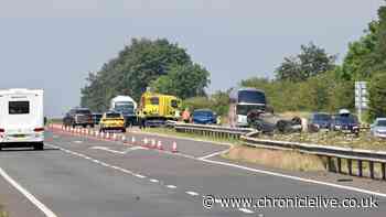 A1 Northumberland crash LIVE: Vehicle overturns after two-car collision