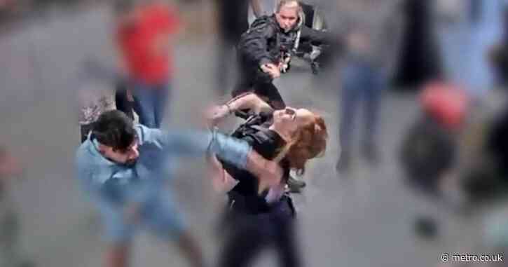 Policewoman punched in the face in Manchester Airport brawl brands attacker a ‘coward’