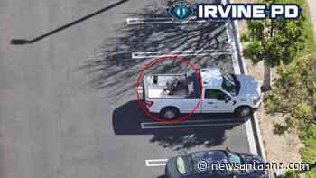 Irvine Police drone tracks down shoplifting suspect hiding in pickup truck