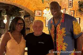 Les stars de la NBA Magic Johnson, Shaquille O’Neal et Carmelo Anthony en vacances à Antibes