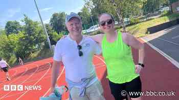 Woman completes 24-hour track challenge for school