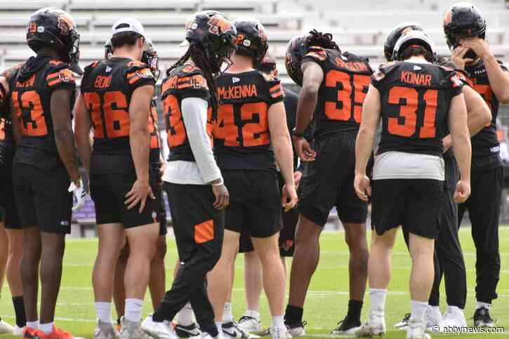 BC Lions practice at Kelowna’s Apple Bowl ahead of Saturday’s game