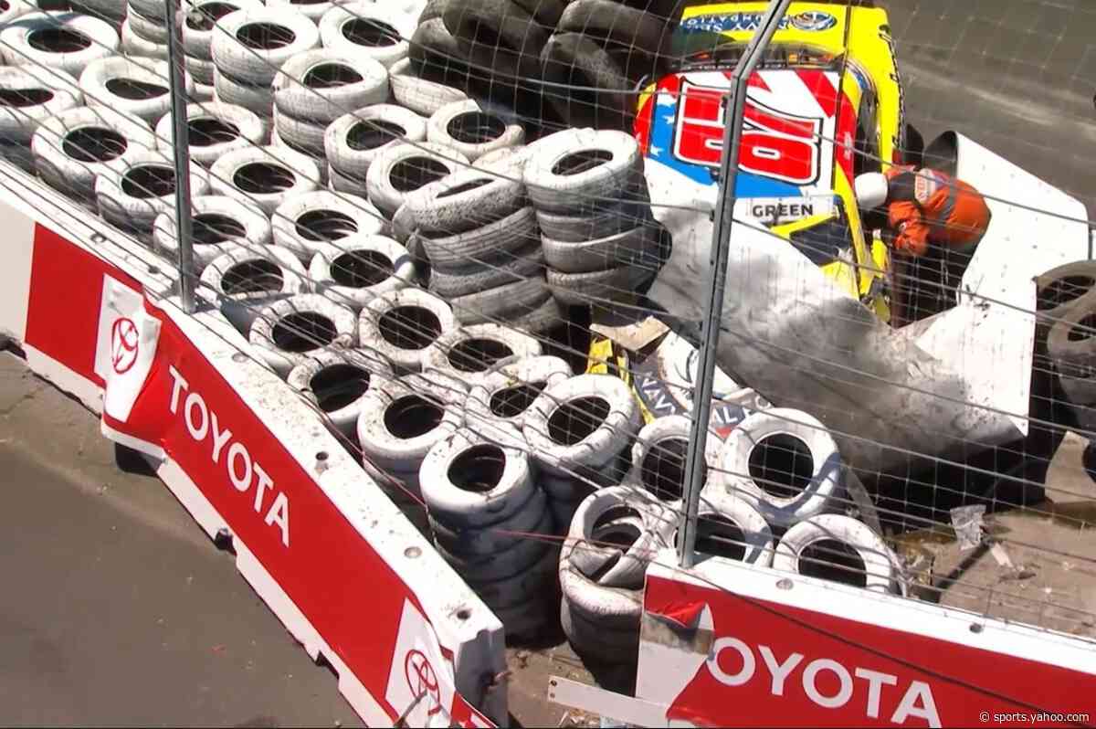 Austin Green smashes through Sonoma barrier after scary brake failure