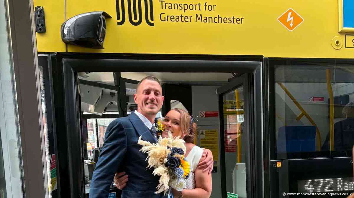 'We travelled to our wedding reception on a Bee bus after a drink at Wetherspoons'