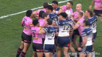 Leota smashed and drops it as Cowboys strike