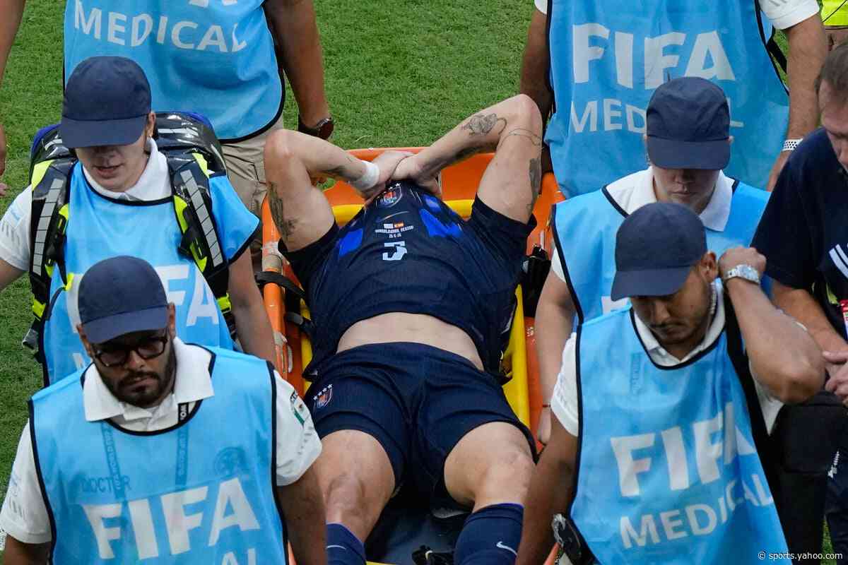 Man United star Manuel Ugarte stretchered off at World Cup in huge injury blow