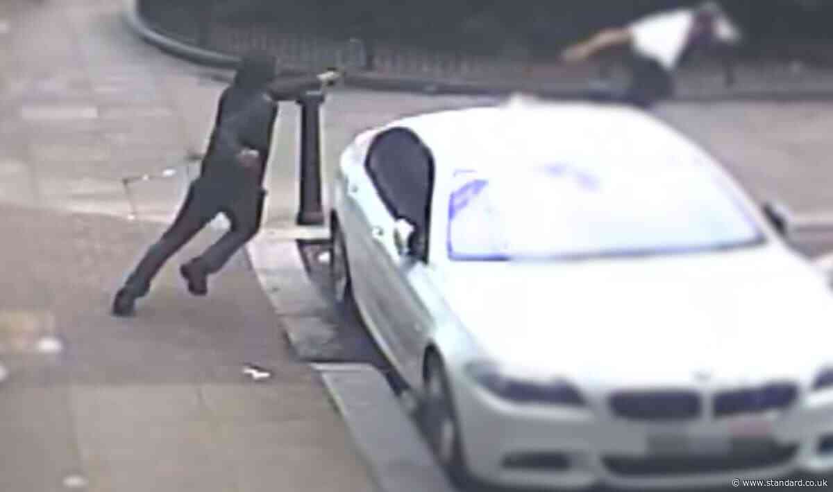 Moment killer tries to shoot man dead on London street after murdering boy, 15, in park