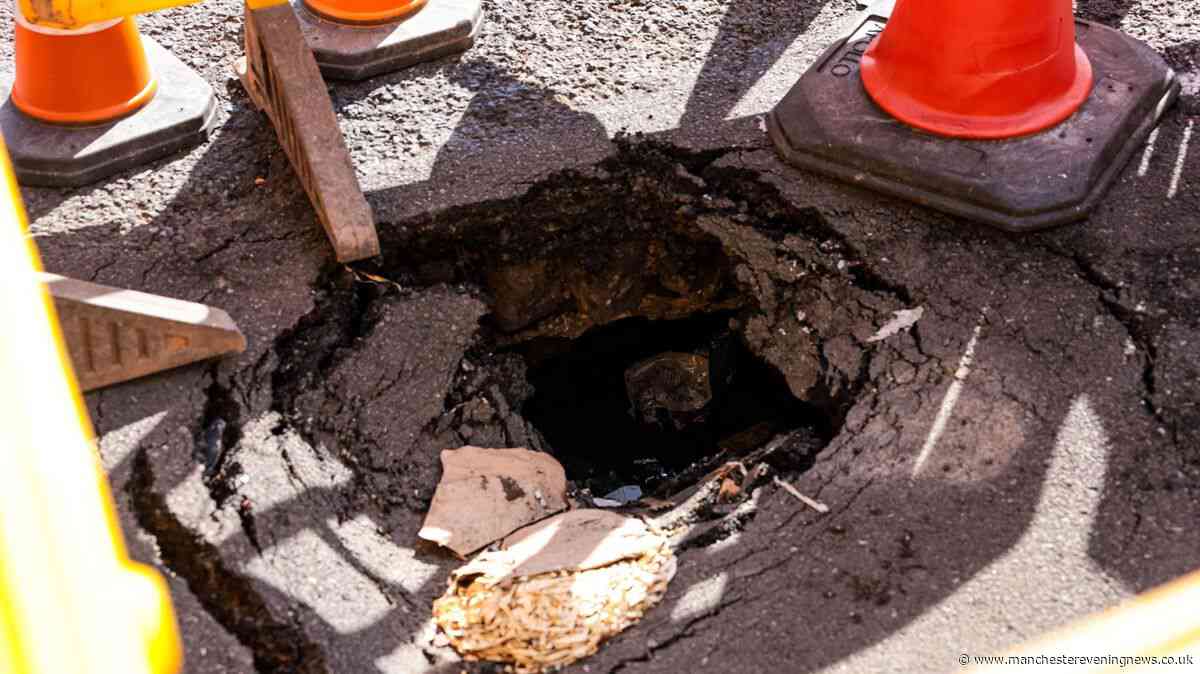 Sinkhole opens up on Oldham street during heatwave