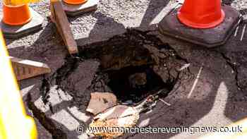 Sinkhole opens up on Oldham street during heatwave