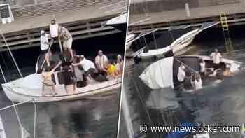 Boot met jongeren gezonken in Zweedse haven