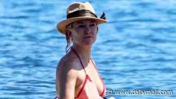 Kate Hudson, 47, sizzles in skimpy bikini as she shows off pert derriere during Greece getaway with fiancé Danny Fujikawa